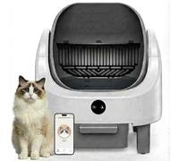 Garvee Arenero Gatos Autolimpiable con App, Caja de Arena Automática de Diseño Abierto para Varios Gatos, 11 Sensores de Seguridad, Control de Olores y Cubo de Residuos 9L, 540x500x550mm, Blanco