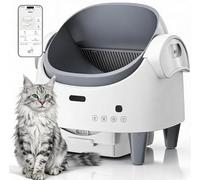Garvee Arenero para Gatos Autolimpiable Grande 13L con Diseño Abierto y Seguridad Sensores - Control por App y Modo Automático para Hogares con Múltiples Gatos - Blanco