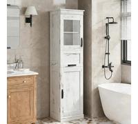 Garvee Armario Alto De Cocina 170cm, Mueble Cocina Alto 2 Puertas y 1 Cajones, Armario De Vitrina con Estantes Laterales, Salón y Comedor - Blanco