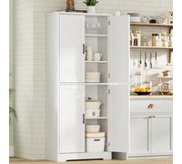 Garvee Armario Alto de Cocina multifunción - Mueble Independiente con 4 Puertas y estantes Ajustables organizar Alimentos y Utensilios en Cocina, baño, Comedor o Sala -