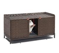 Garvee Armario Arenero Gato Ratán Doble, 120cm, Ventilado, Marrón