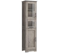 Garvee Armario Baño Alto Estrecho, Mueble de Baño con Puertas y Estante Ajustable, Ideal para Baño, Lavandería y Espacios Pequeños, Gris, 40×31×170 cm