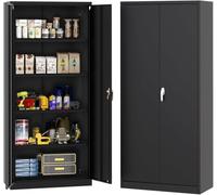 Garvee Armario de Almacenamiento de Acero Resistente - Estantes Ajustables, Puertas con Cerradura y Capacidad de 120 LB por Estante para Garaje/hogar/Oficina