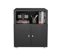 Garvee Armario de almacenamiento metálico para impresora y carpetas - 2 puertas, estante ajustable, ruedas, A4/Legal, oficina, garaje, acabado negro, doble nivel