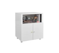 Garvee Armario de almacenamiento metálico para impresora y carpetas - 2 puertas, estante ajustable, ruedas, A4/Legal, oficina, garaje, acabado negro, doble nivel