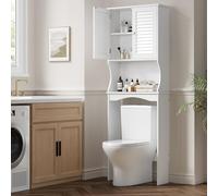 Garvee Armario de Almacenamiento sobre Inodoro - Puertas Tipo persiana, Estante Ajustable, encimera Abierta, diseño Independiente y Resistente al Agua - Ideal para baño, lavandería, Apartamentos -
