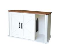 Garvee - Armario de madera moderno con doble puerta y entrada lateral - Mesa auxiliar para gatos - 85 x 48 x 50 cm - Blanco Marrón