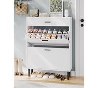 Garvee Armario Estrecho para Zapatos, 3 cajones, Organizador de Zapatos Independiente de Madera con 3 estantes Ajustables para Zapatillas, Tenis, Tacones y Botas para pasillos y porches