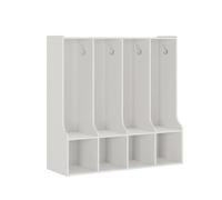 Garvee Armario Infantil de Almacenamiento para Libros y Abrigos - 4 Secciones, 4 cubículos y 8 Ganchos - Estantería organizadora Ideal para guardería, Aula o hogar - Color Blanco