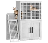 Garvee - Armario moderno con plataforma y escalera resistente, gran capacidad para bandejas de hasta 56 x 43 cm, fácil de limpiar, ideal para salón o balcón