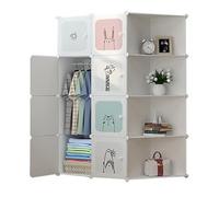 Garvee Armario Modular portátil para Ropa y Juguetes - 8 Cubos, Barra para Colgar, Puertas abatibles, fácil de Montar, Estructura Reforzada en PP, ABS y Metal, diseño DIY Infantil, Motivo de Animales