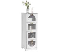 Garvee Armario Organizador Estrecho para baño - Mueble Independiente de Madera con 4 cajones - Almacenamiento Ideal para Espacios reducidos - para baño, Dormitorio o salón - Blanco