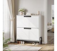 Garvee - Armario para Zapatos con 2 cajones abatibles con Estante Ajustable, Armario de Almacenamiento Estrecho para Entrada, Pasillo - Patas metálicas, Gran Capacidad