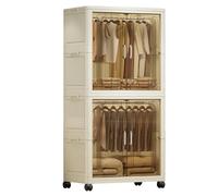 Garvee Armario Plegable de Plástico - 65x35x126 cm - Almacenaje Portátil con Ruedas 360° - Fácil Montaje Sin Herramientas - Doble Acceso Superior y Frontal - Organizador para Hogar, Oficina o Garaje