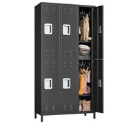 Garvee Armario Taquilla Metálica de 6 Puertas, Taquilla de Acero para Empleados con Cerradura, Armario de Almacenaje Industrial para Oficina, Escuela, Gimnasio, Fábrica, Negro