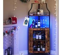 Garvee Armario Vino Esquinero con LED, Estantería 152cm con Puerta de Malla