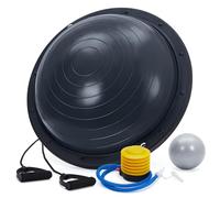 Garvee - Balón de equilibrio de 58 cm con base antideslizante, capacidad de 1600 LB, bandas de resistencia, bomba y bola Bonus - para entradamiento completo, vaina, Yoga en casa - Negro, Classic