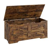 Garvee Banco De Almacenamiento Versátil: Baúl De Madera De 90 cm con Tapa y Bisagra De Seguridad, Organizador Rústico para Mantas, Juguetes y Zapatos. Ideal para Entrada, Sala De Estar y Dormitorio.