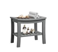 Garvee Banco De Ducha De HDPE con Estante De Almacenamiento - Taburete De Baño 330Lbs | Superficie Antideslizante Conforme a ADA | Interior/Exterior - Asiento Resistente