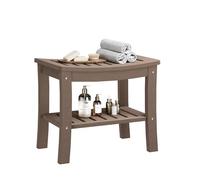 Garvee Banco De Ducha De HDPE con Estante De Almacenamiento - Taburete De Baño 330Lbs | Superficie Antideslizante Conforme a ADA | Interior/Exterior - Asiento Resistente