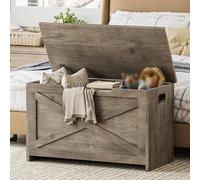Garvee Banco Grande De Madera con Bisagras De Seguridad - Baúl De Juguetes Elevable y Organizador De Zapatos - Fácil De Montar para Entrada, Dormitorio y Sala De Estar