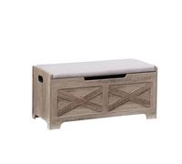 Garvee Banco Zapatero de Madera con Tapa elevable - Estilo Granja - Bisagra de Seguridad - Gran Capacidad de almacenaje - Fácil de Montar - para Entrada, Dormitorio o salón - Color Marfil Claro 100CM