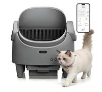 Garvee Bandeja de arena para gatos autolimpiable, caja de arena automática con aplicación de monitor en tiempo real y sensores de seguridad, funcionamiento silencioso, control de olores, robot