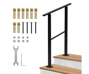 Garvee Barandilla Metálica Ajustable Para Escaleras Exteriores - Resistente a La Intemperie y Al óxido - Instalación Fácil - Seguridad Para Mayores - Kit Antideslizante Para Porche y Terraza