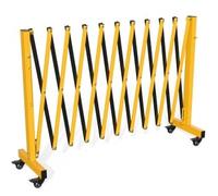 Garvee Barrera de Seguridad Extensible de Acero al Carbono 3,35m x 103cm, Valla Plegable Retráctil con Ruedas para Control de Acceso en Garajes, Industria, Obras y Almacenes, Amarillo