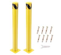 Garvee Barrera de seguridad industrial - Lote de 2 postes de acero amarillo con recubrimiento en polvo - Protección robusta para almacén, estacionamiento, acera - Incluye 8 pernos de anclaje, H: 91 cm