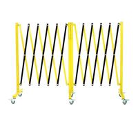 Garvee Barricada de Metal expandible Industrial de 19.8 pies, Barrera de Seguridad giratoria y portátil con una Placa de Advertencia y Ruedas, Valla de tráfico retráctil, Puerta de Barrera de