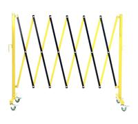 Garvee Barricada de Metal Expandible Industrial de 3,6 m (11,8 FT), Barrera de Seguridad Portátil con Tablero de Advertencia y Ruedas, Valla de Tráfico Retráctil, Barrera de Seguridad Móvil