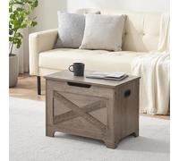 Garvee Baúl Zapatero de Madera con Tapa elevable - Estilo rústico - Bisagra de Seguridad - Fácil Montaje - Ideal para Zapatos, Ropa y Objetos - para recibidor, Dormitorio o salón - Color Marfil Claro