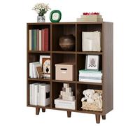 Garvee Bibliothèque Cube 9 Cases - Étagère ouverte rétro - Rangement et Exposition pour livres, vinyles, décoration - Salon, Bureau ou Chambre - Finition Bois rougeur séquoia