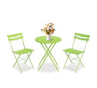 Garvee Bistro Set for Terrace 3 Pieces with Foldable Metal Frame, Space-Saving Design, Durable Construction, Easy to Store, and Stylish Appearance,Verde Hierba