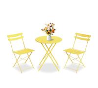 Garvee Bistro Set for Terrace 3 Pieces with Foldable Metal Frame, Space-Saving Design, Durable Construction, Easy to Store, and Stylish Appearance,Amarillo Brillante