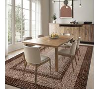 Garvee Boho Washable Area Rug - Non-Slip, Mark Resistant Polyester Carpet with Modern Geometric Print - Soft, Farmhouse Rustic Accent for Living Room, Bedroom, Hallway - Brown/Grey, Multiple