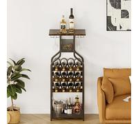 Garvee Botellero De Pie para Vino, Mesa De Bar Multifuncional, Botellero De Esquina con Estantes, Soporte Rústico Decorativo para Copas De Vino para Sala De Estar y Comedor.