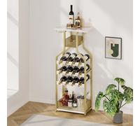 Garvee Botellero De Pie para Vino, Mesa De Bar Multifuncional, Botellero De Esquina con Estantes, Soporte Rústico Decorativo para Copas De Vino para Sala De Estar y Comedor.