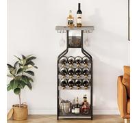 Garvee Botellero De Pie para Vino, Mesa De Bar Multifuncional, Botellero De Esquina con Estantes, Soporte Rústico Decorativo para Copas De Vino para Sala De Estar y Comedor.