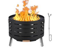 Garvee Brasero Exterior Sin Humo Estufa De Leña Carbón con Parrilla De Asar Rejilla Tapa Antichispas Atizador y Bolsa De Transporte Multifunción para Jardín Terraza Camping Calefacción Barbacoa