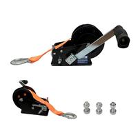 Garvee Cabrestante manual 1587 kg con cinta 10 m x 5 cm acero galvanizado doble velocidad 4:1 8:1 mango rápido, naranja