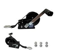 Garvee Cabrestante manual 1587 kg con cinta 10 m x 5 cm acero galvanizado doble velocidad 4:1 8:1 mango rápido, Negro