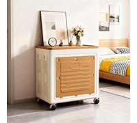 Garvee Caja de almacenamiento plegable de plástico de 95 litros con tapa, apilable, contenedor de almacenamiento rodante con ruedas, organizador plegable de gran capacidad para dormitorio, sala de