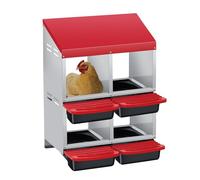 Garvee Caja de anidación de Pollos, Nido de 4 cámaras para Pollos, Soportes de plástico, Nido para gallinas, instalación montada en la Pared, fácil de Limpiar, ventilado, Duradero,Rojo,Doble Capa