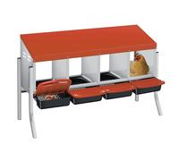 Garvee Caja de anidación de Pollos, Nido de 4 cámaras para Pollos, Soportes de plástico, Nido para gallinas, instalación montada en la Pared, fácil de Limpiar, ventilado, Duradero,Naranja