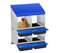 Garvee Caja de anidación de Pollos, Nido de 4 cámaras para Pollos, Soportes de plástico, Nido para gallinas, instalación montada en la Pared, fácil de Limpiar, ventilado, Duradero,Azul,Doble Capa