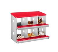 Garvee Caja de anidación de Pollos, Nido de 6 cámaras para Pollos, Soportes de plástico, Nido para gallinas, instalación montada en la Pared, fácil de Limpiar, ventilado, Duradero,Naranja,sin piernas