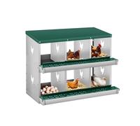 Garvee Caja de anidación de Pollos, Nido de 6 cámaras para Pollos, Soportes de plástico, Nido para gallinas, instalación montada en la Pared, fácil de Limpiar, ventilado, Duradero,Verde,sin piernas