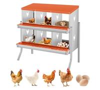 Garvee Caja de anidación de Pollos, Nido de 6 cámaras para Pollos, Soportes de plástico, Nido para gallinas, instalación montada en la Pared, fácil de Limpiar, ventilado, Duradero,Rojo